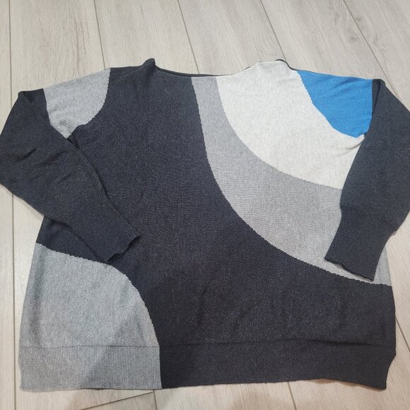 Zaket & Plover Whirlwhind Sweater Size XS Grey and Blue Cashmere Cotton Blend - Picture 8 of 12